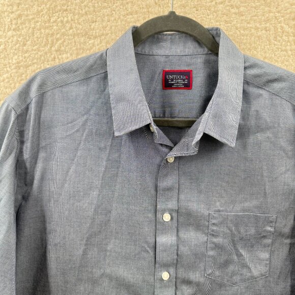 UNTUCKit Men's Relax Fit Long Sleeve Navy Blue Wrinkle Free Shirt Size XL Cotton - Picture 3 of 11